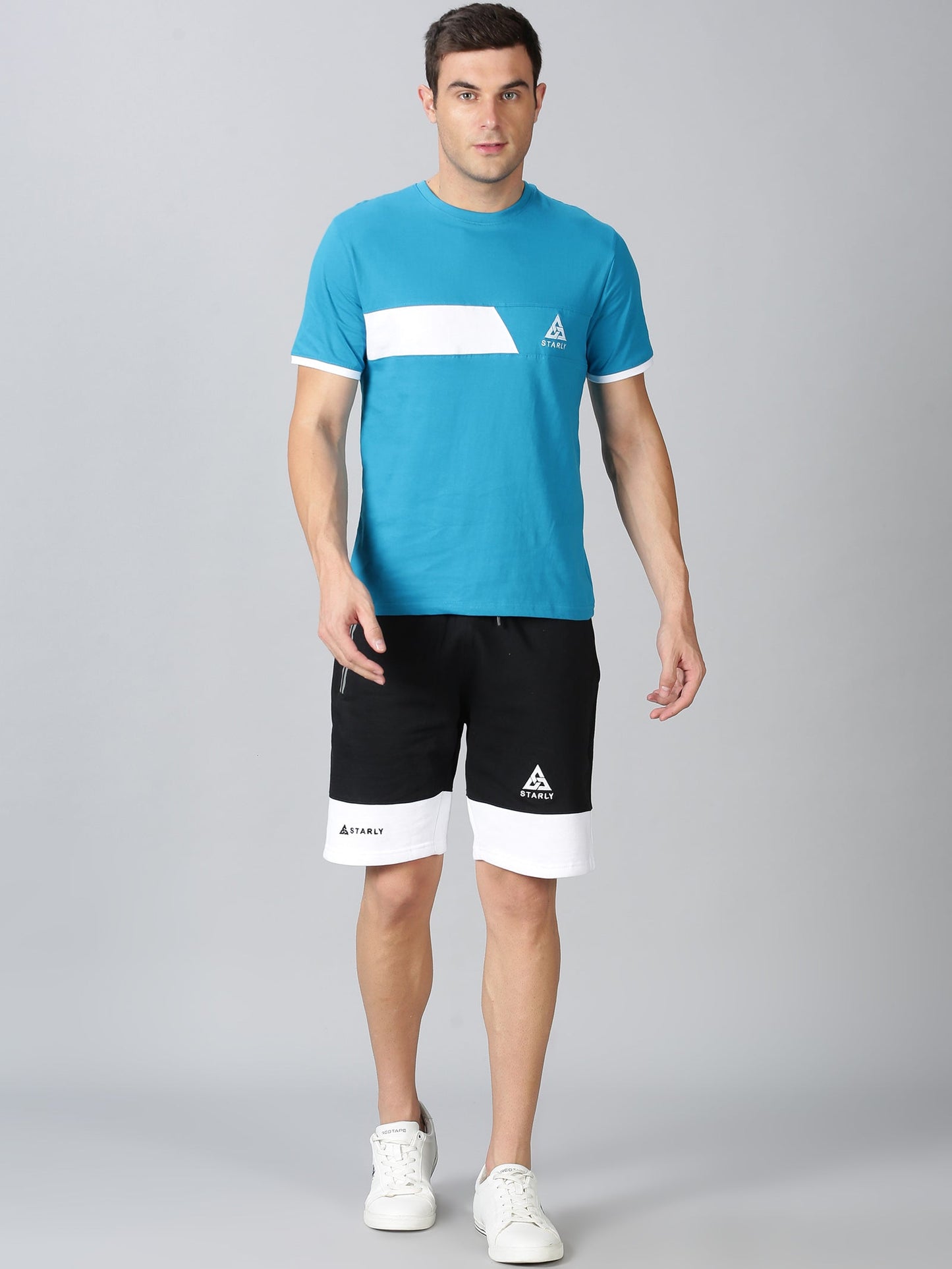 Trendy Aqua-Blue T-shirt and Shorts Combo