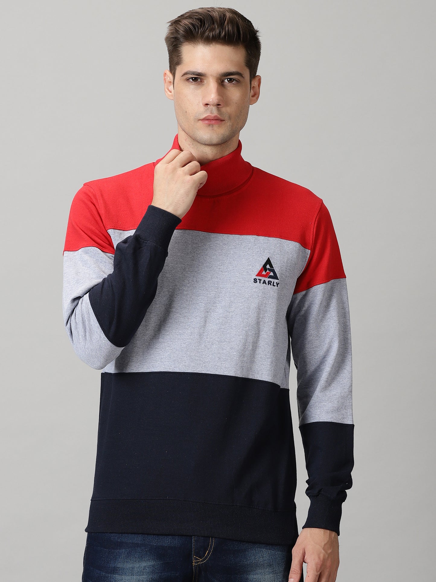 Men's Colorblock High Neck Sweatshirts