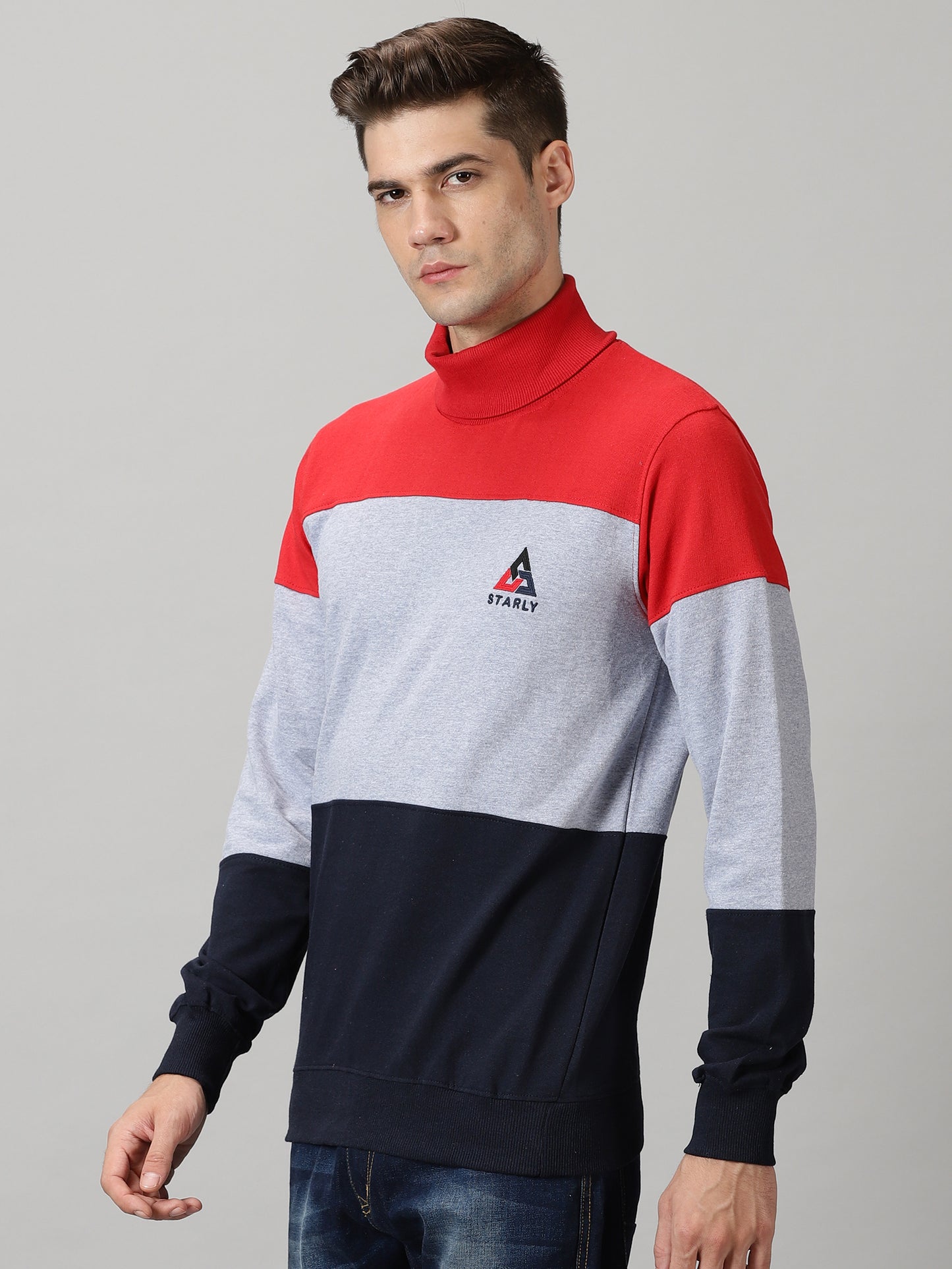 Men's Colorblock High Neck Sweatshirts