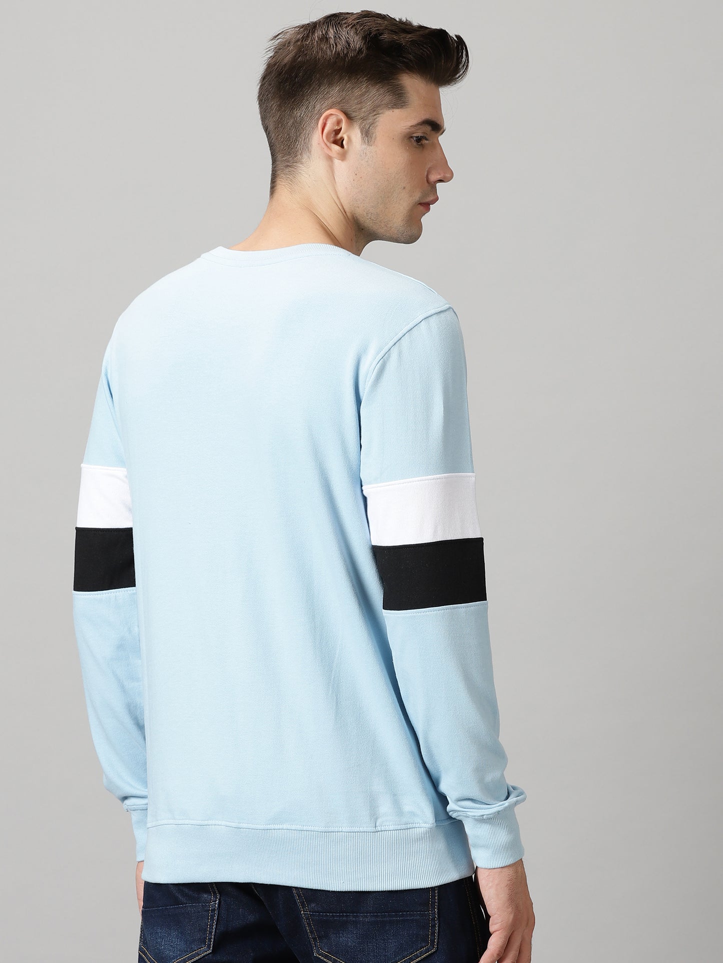 Men's Sky-Blue Embroidered Sweatshirt