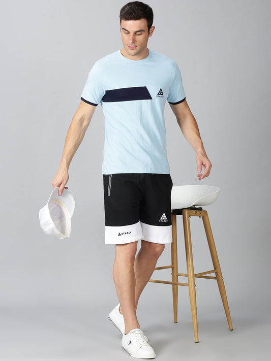 Trendy Sky-Blue T-shirt and Shorts Combo