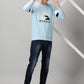 Men's Sky-Blue Embroidered Sweatshirt