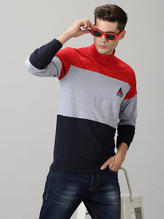 Men's Colorblock High Neck Sweatshirts