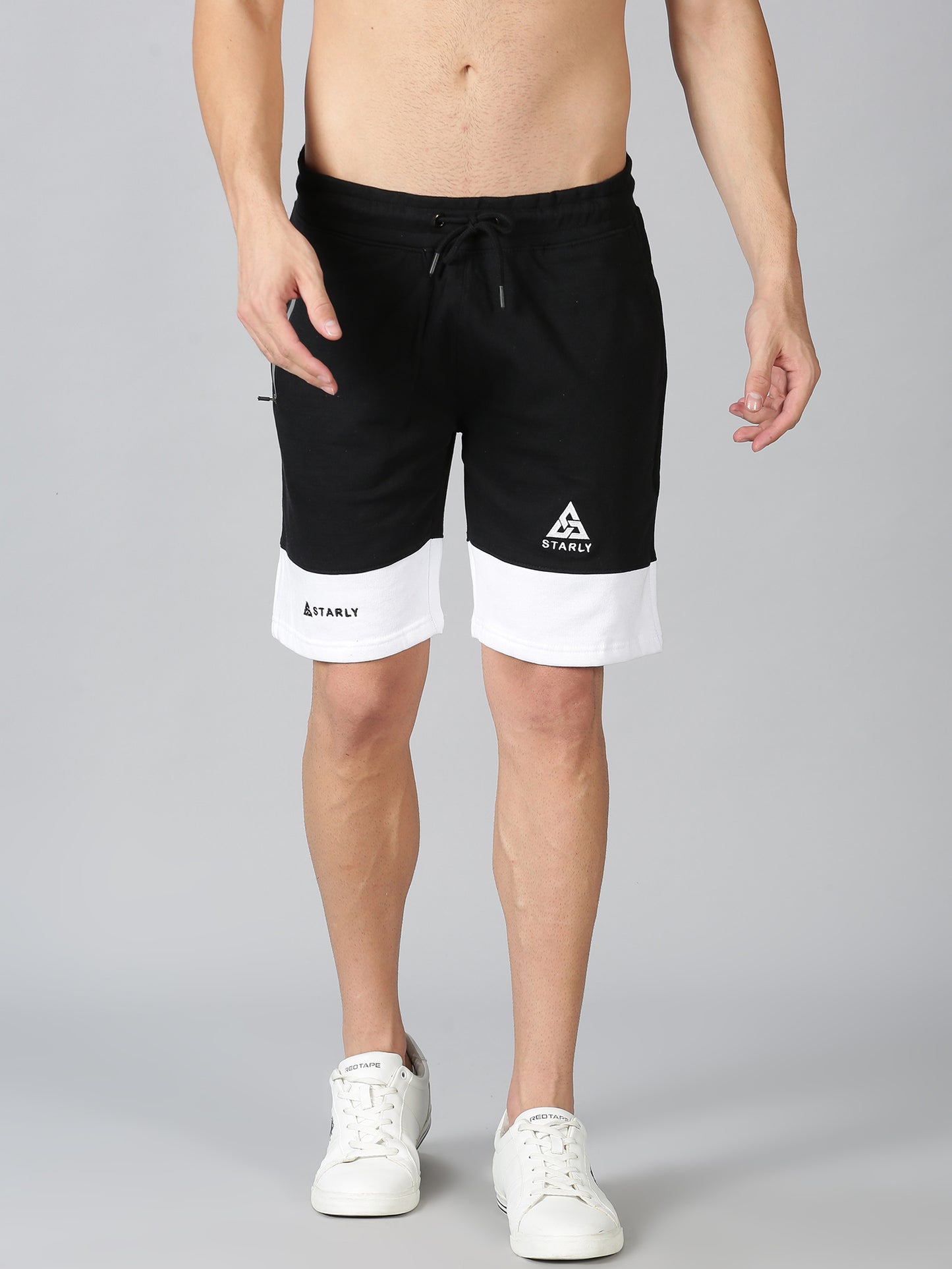 Block Pattern Shorts: Black