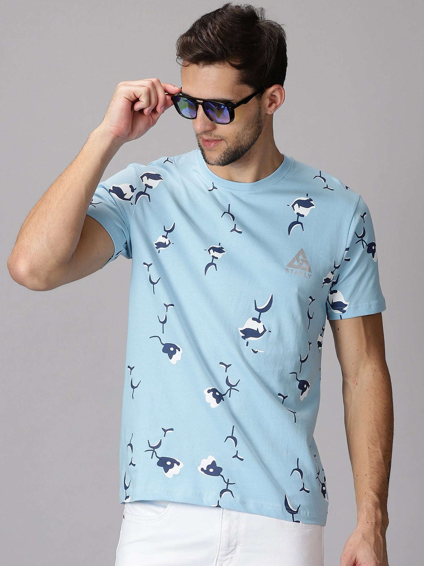 Sky Blue Printed T-Shirt