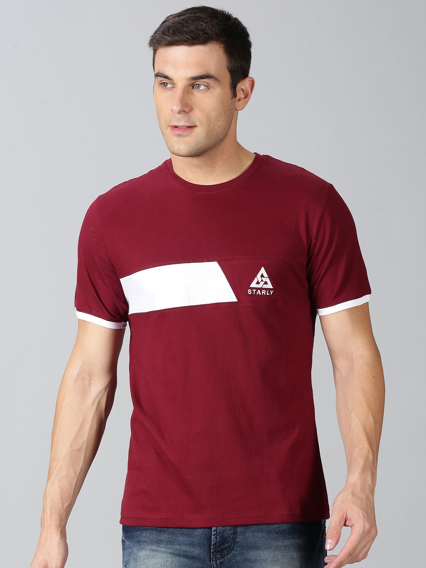 ColourBlocked T-Shirt: Maroon