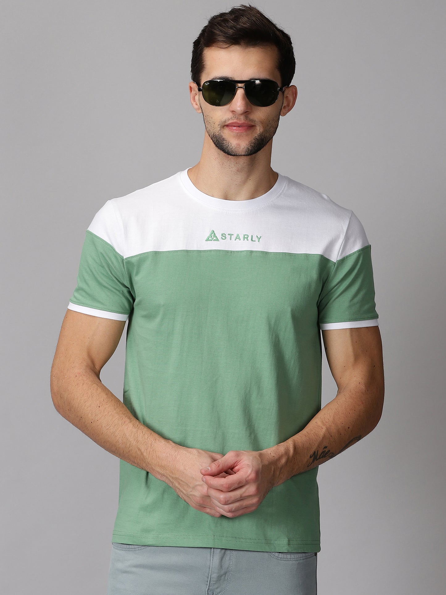 ColourBlocked T-Shirt: White-Green