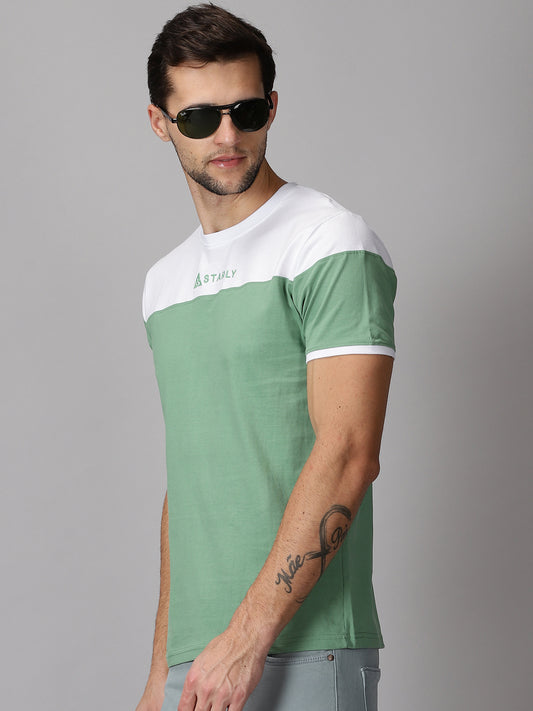 ColourBlocked T-Shirt: White-Green