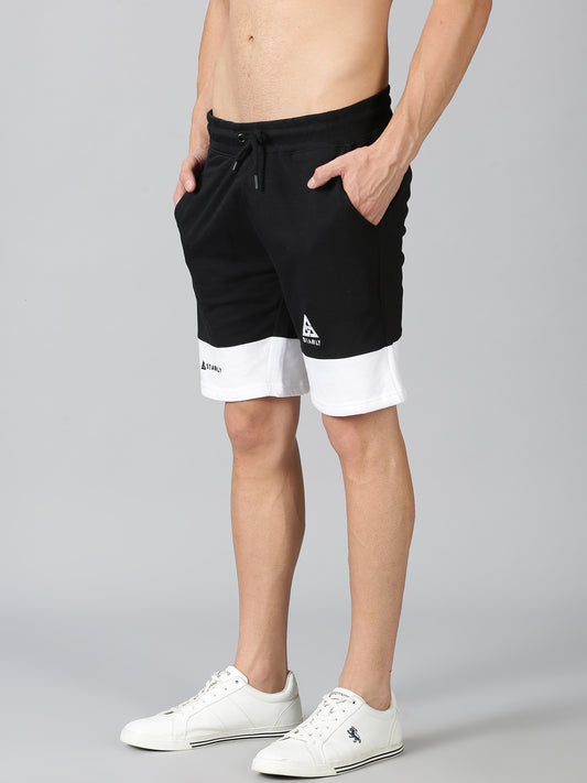 Block Pattern Shorts: Black