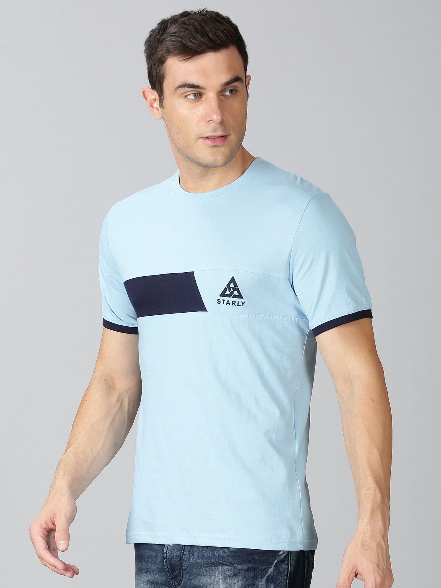 ColourBlocked T-Shirt: Sky-Blue