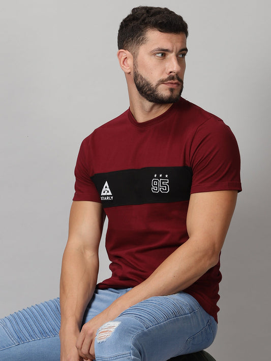 ColourBlocked T-Shirt: Maroon