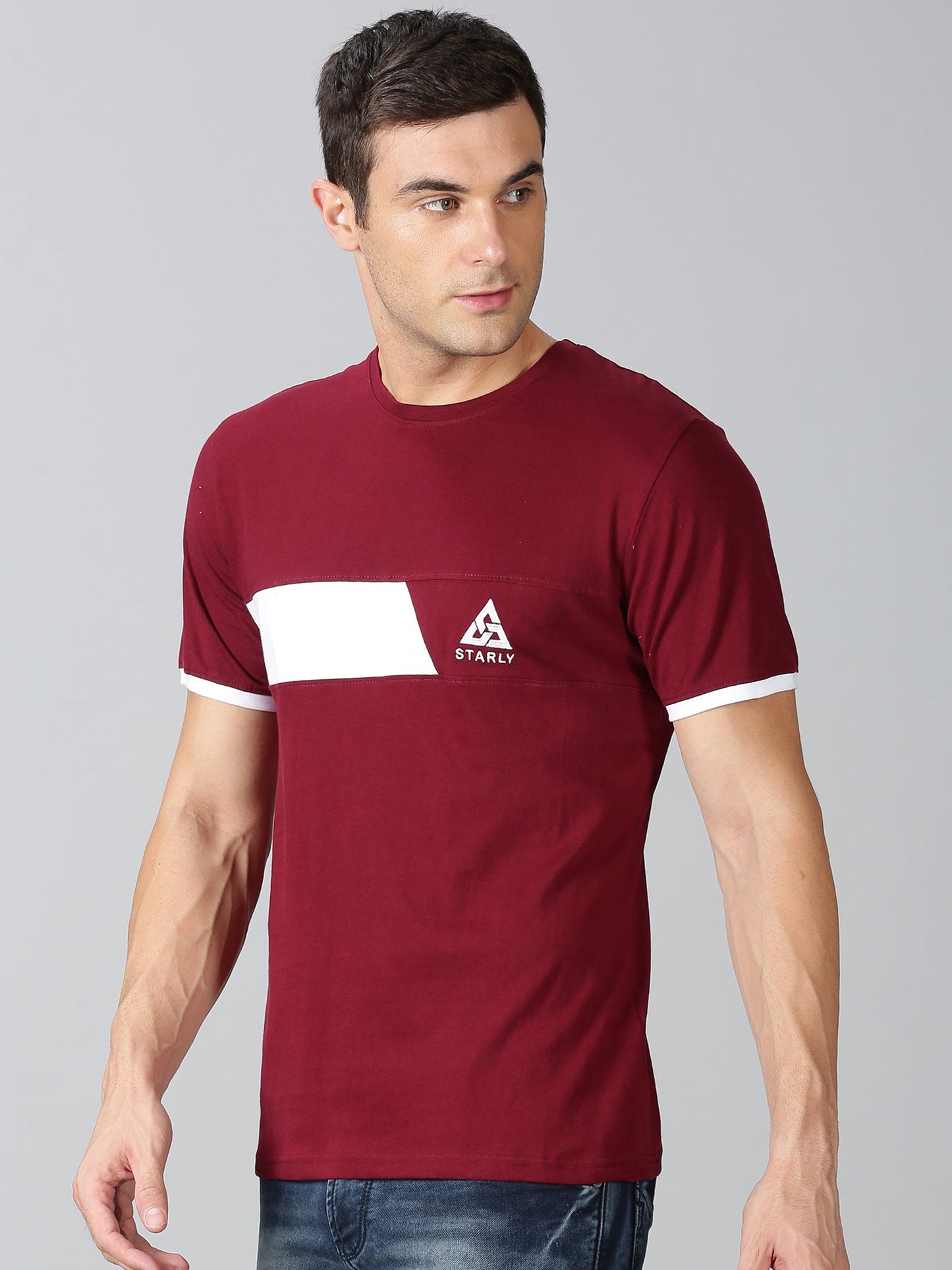 ColourBlocked T-Shirt: Maroon