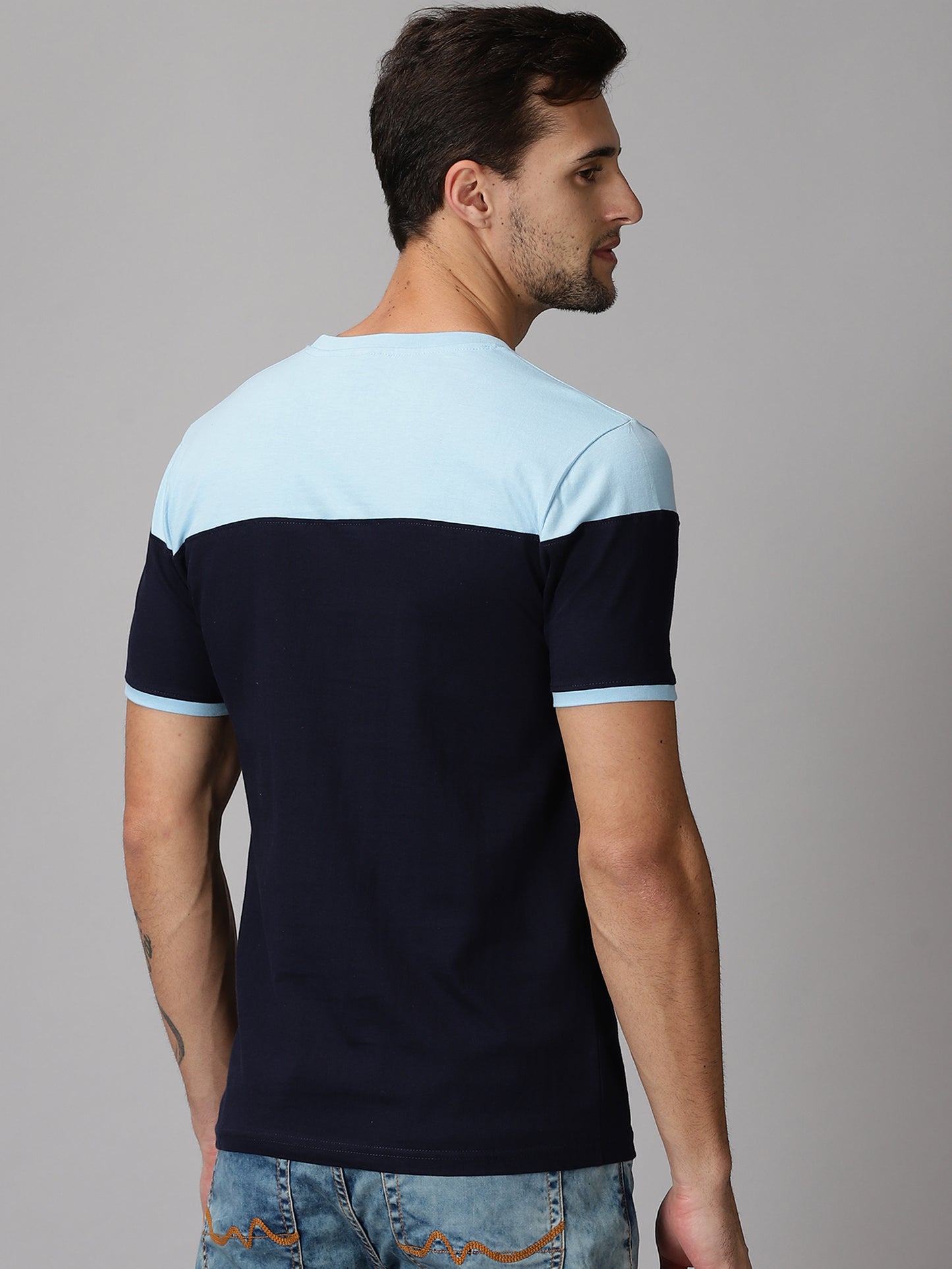 ColourBlocked T-Shirt: Sky-blue