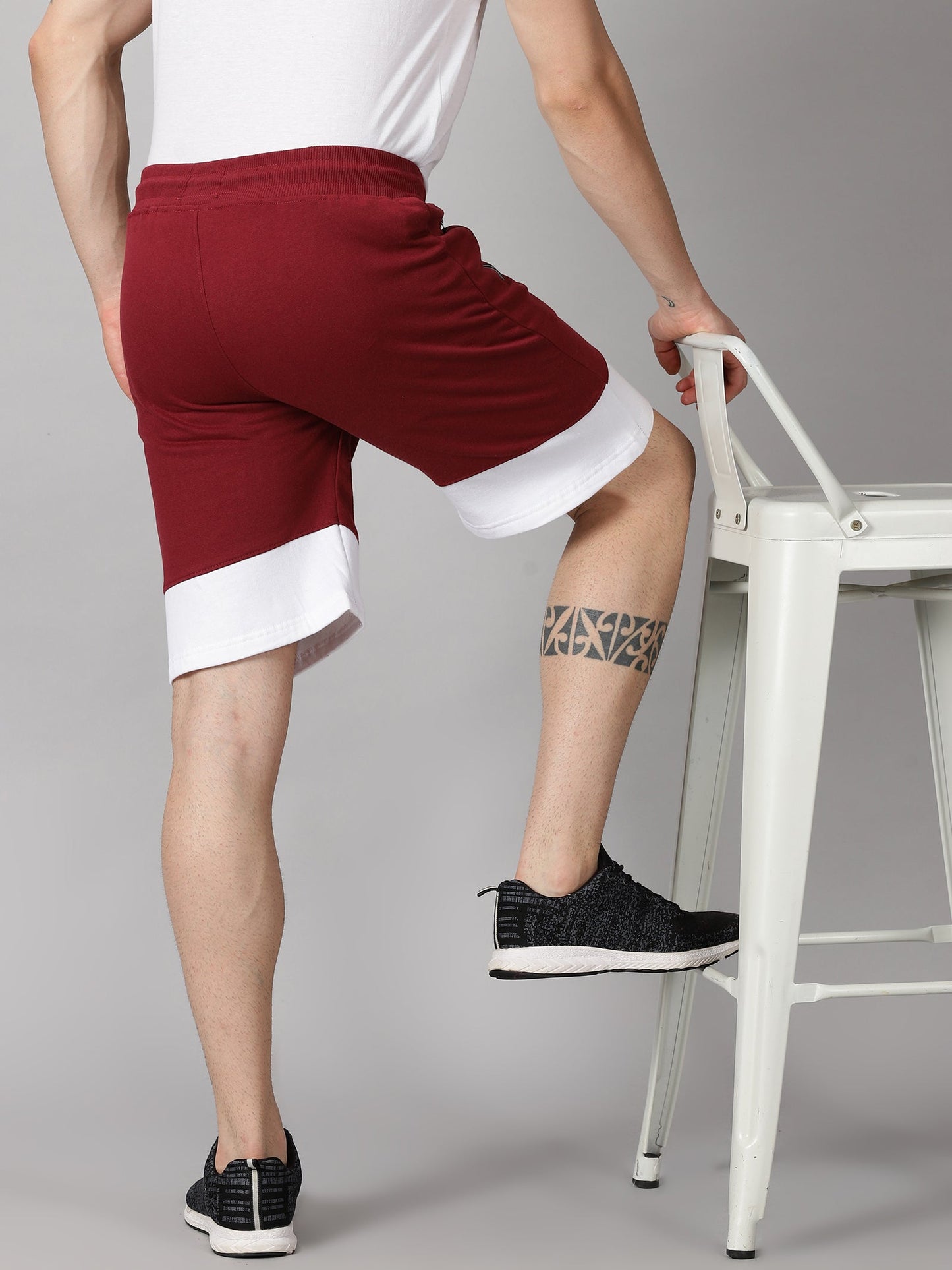 Block Pattern Shorts: Maroon