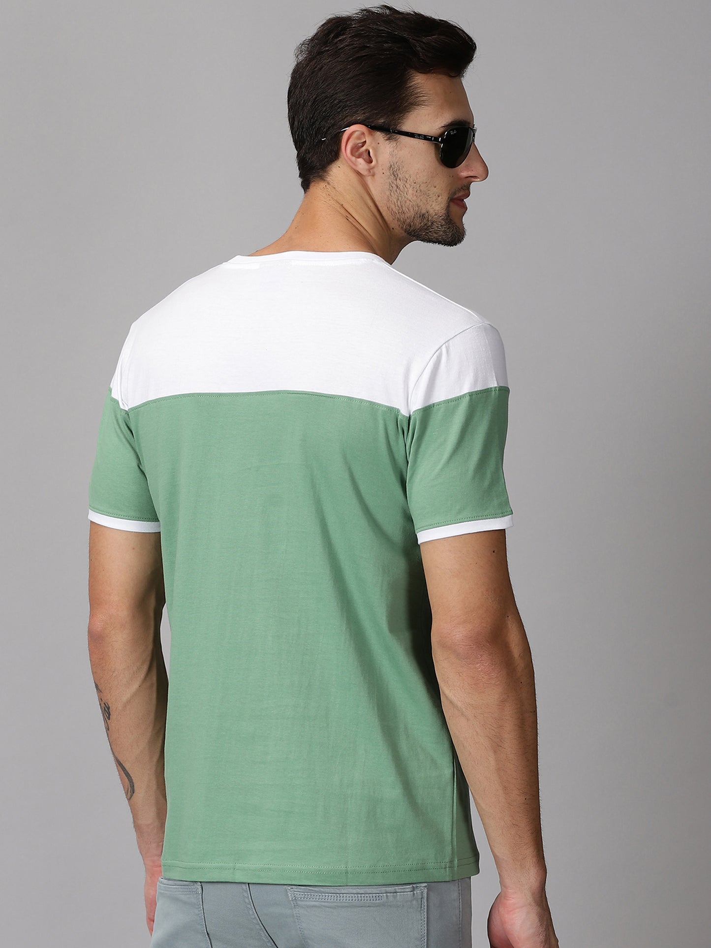 ColourBlocked T-Shirt: White-Green