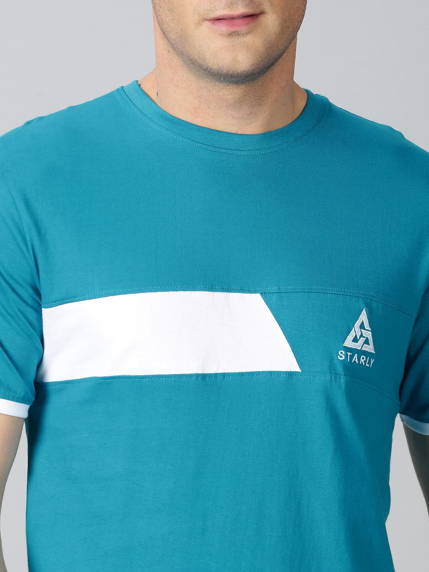 ColourBlocked T-Shirt: Aque-Blue