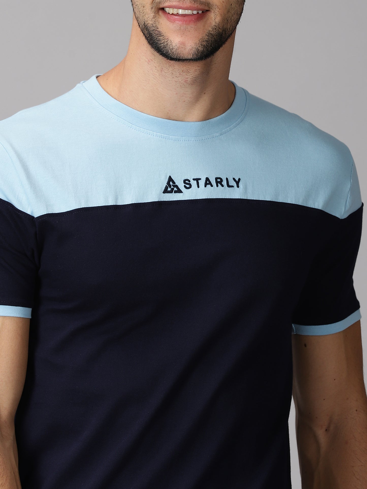 ColourBlocked T-Shirt: Sky-blue