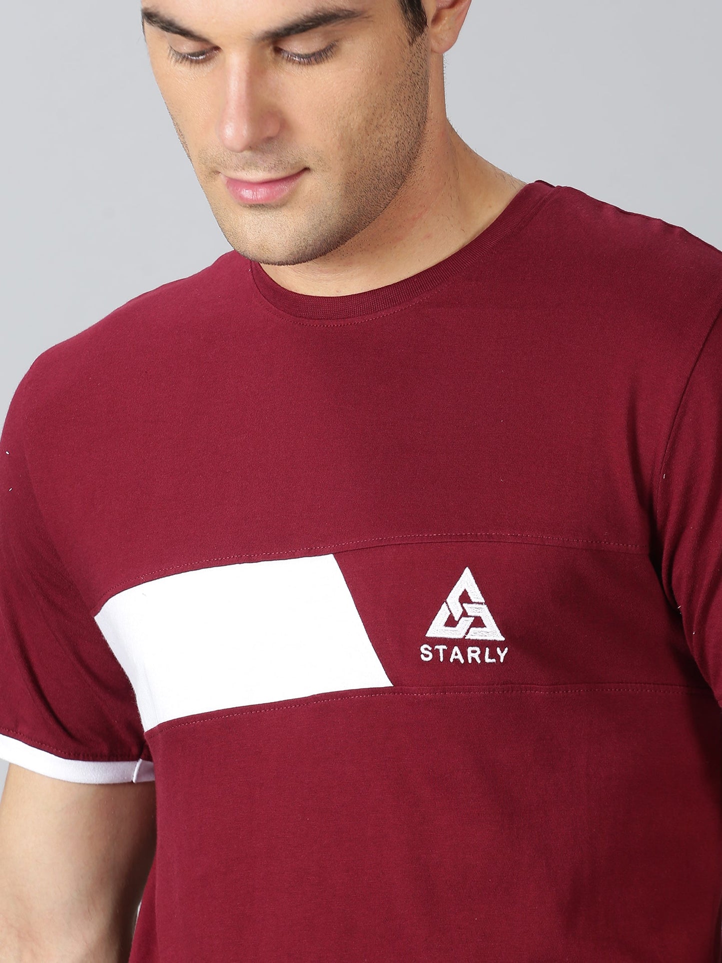 ColourBlocked T-Shirt: Maroon