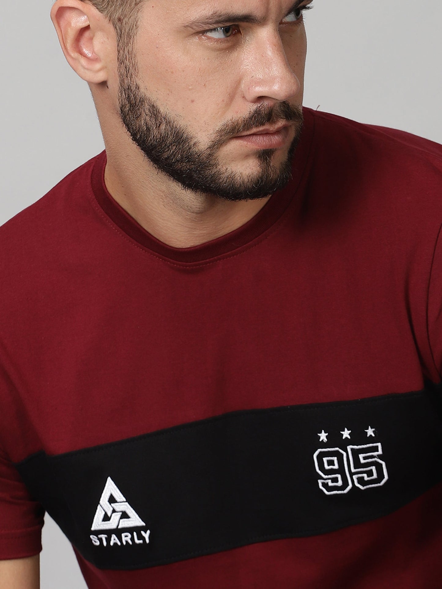 ColourBlocked T-Shirt: Maroon