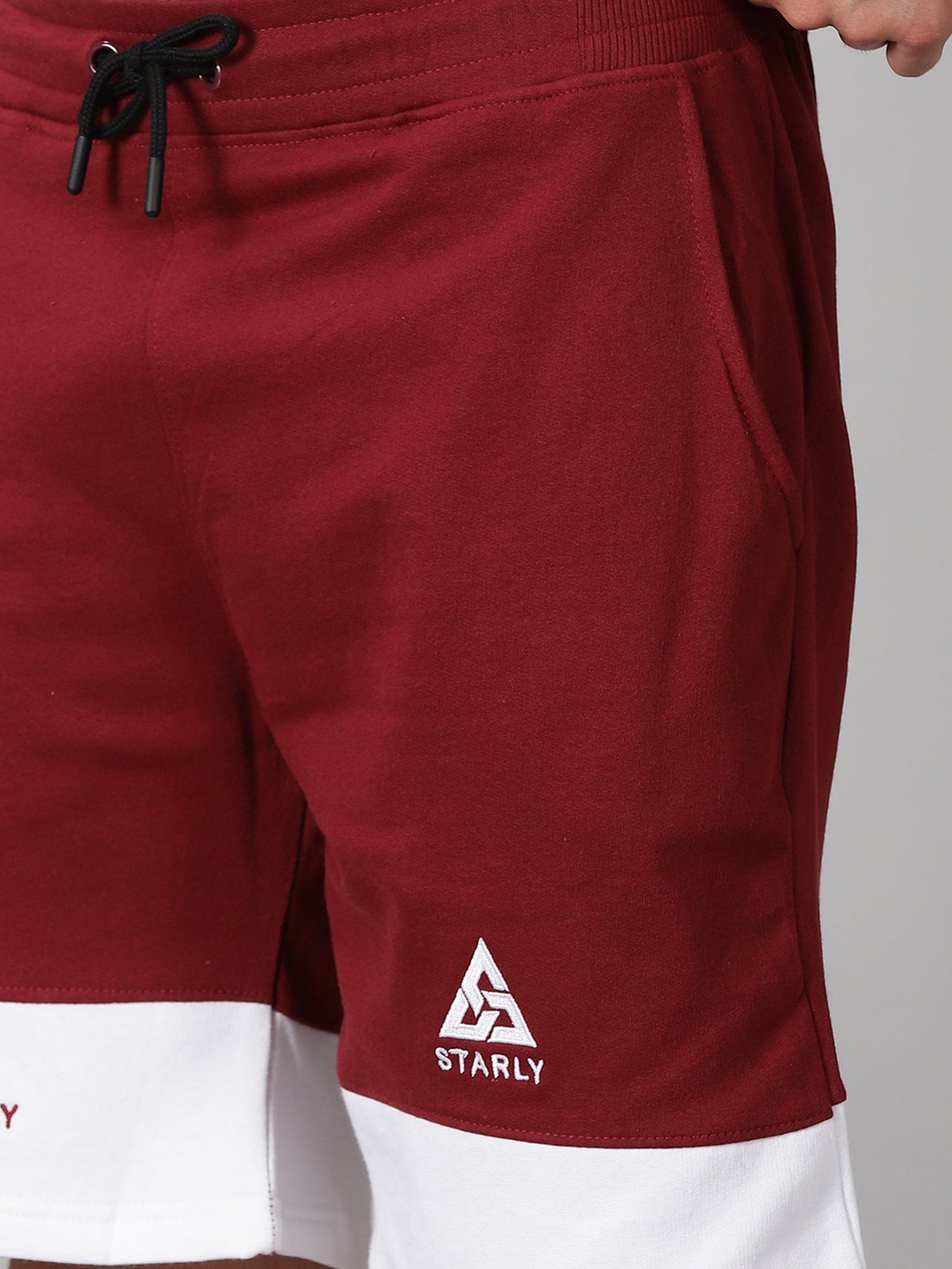 Block Pattern Shorts: Maroon