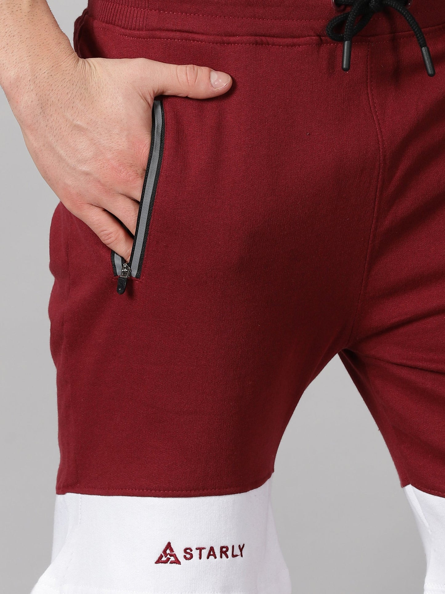 Block Pattern Shorts: Maroon